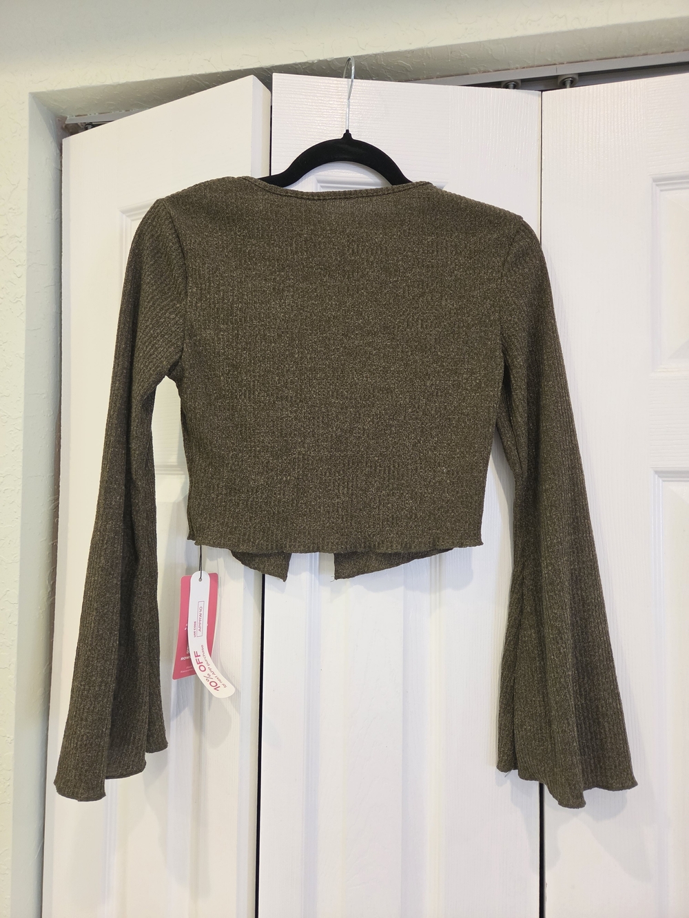 ROMWE Olive Green Butterfly V‑Neck Knit Cardigan - Picture 7 of 7